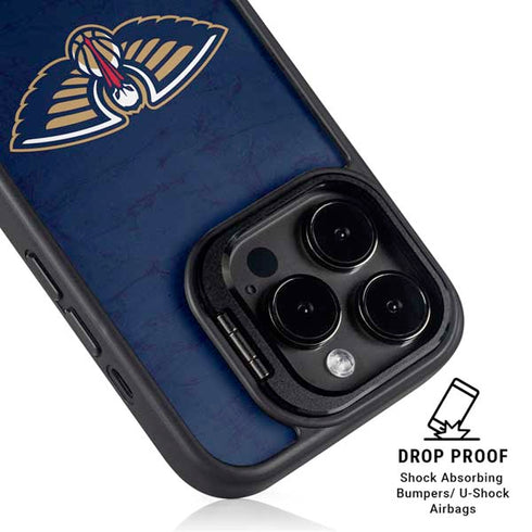 NBA New Orleans Pelicans Distressed iPhone 15 Pro Max Kickstand Case